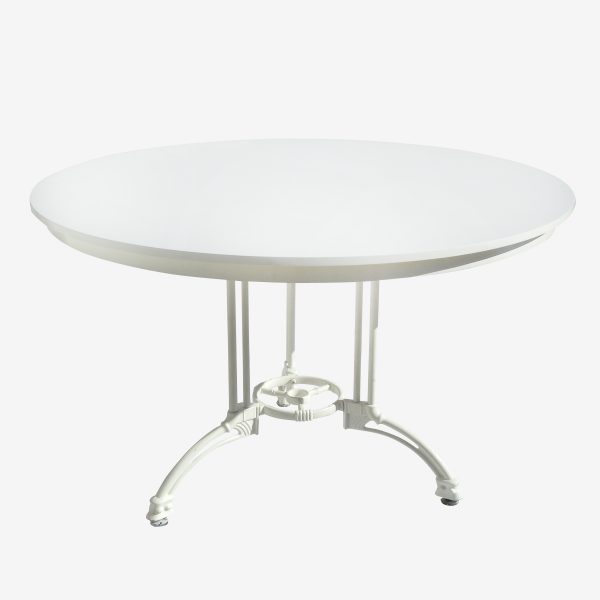 שולחן עגול לבן 1.20 רגל מתכת